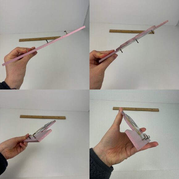 Vtg Thin Wood Cow Sunflower Pink Purple Wall Key Holder Lightweight Hooks READ - Picture 6 of 12